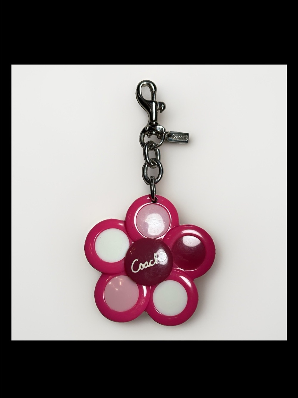 Coach Resin Daisy Flower Bag Charm, Pink, Dark Pink, White, 2008 Style: (#92445)